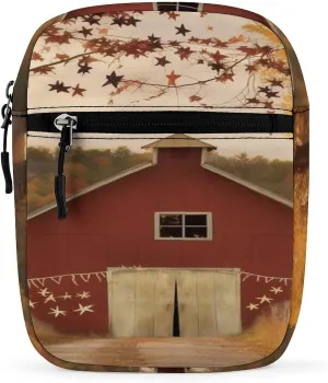 Fall Country Barn Small Satchel Mini Crossbody Sling Bag Shoulder Bag for Men Women Workout Travelling
