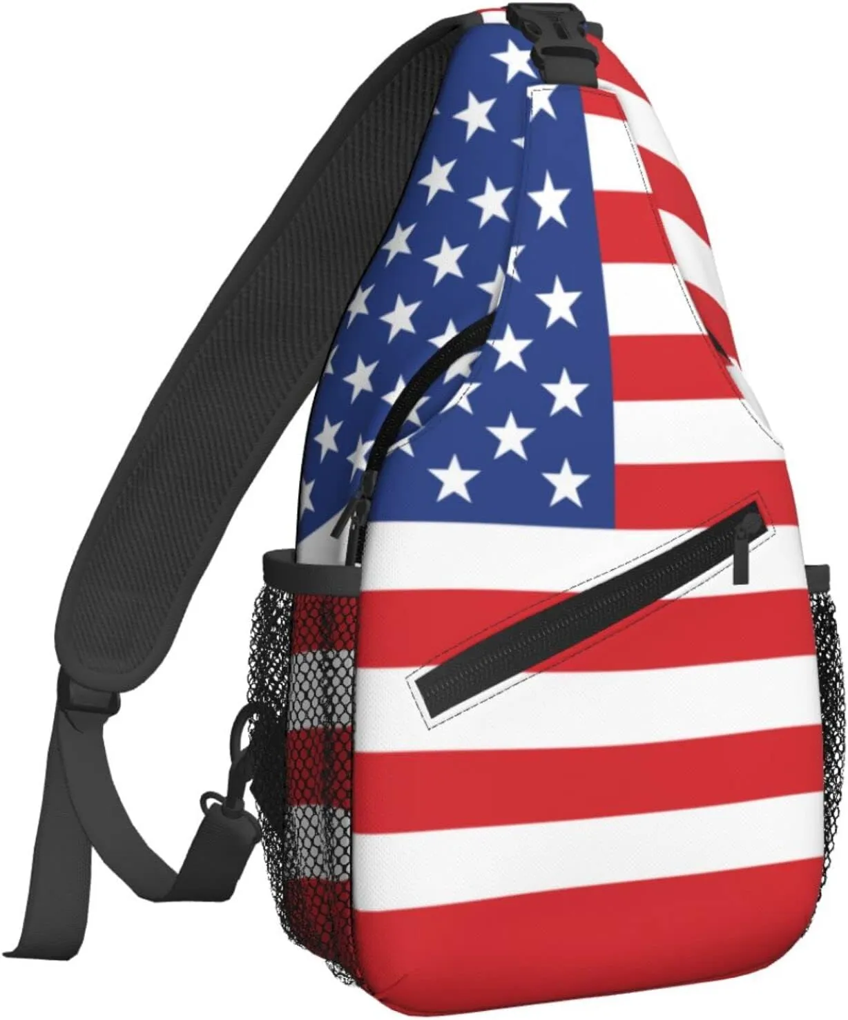 Famame American Flag Sling Backpack Chest Bag Crossbody Shoulder Bag Gym Cycling Travel Hiking Daypack For Men Women
