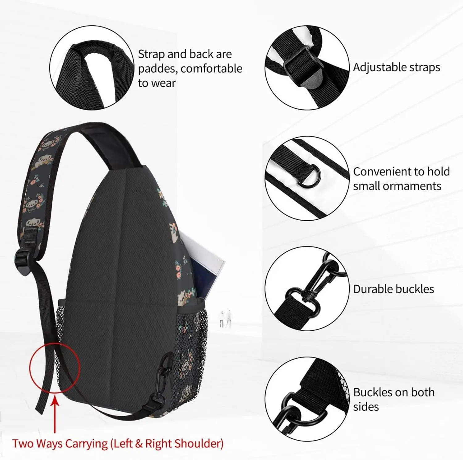 Famame Cute 3d Animal Koala Sling Backpack Chest Bag Crossbody Shoulder Bag Gym Cycling Travel Hiking Daypack For Men Women