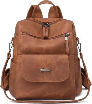 Fashion Backpack for Women Vintage Shoulder Bag Convertiable Handbag for Travel, B-Brown