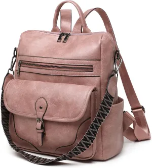 Fashion Backpack Purse for Women Large Capacity Daypack Purse Convertiable Shuolder Bag for Work, Shopping, Travel, Pink