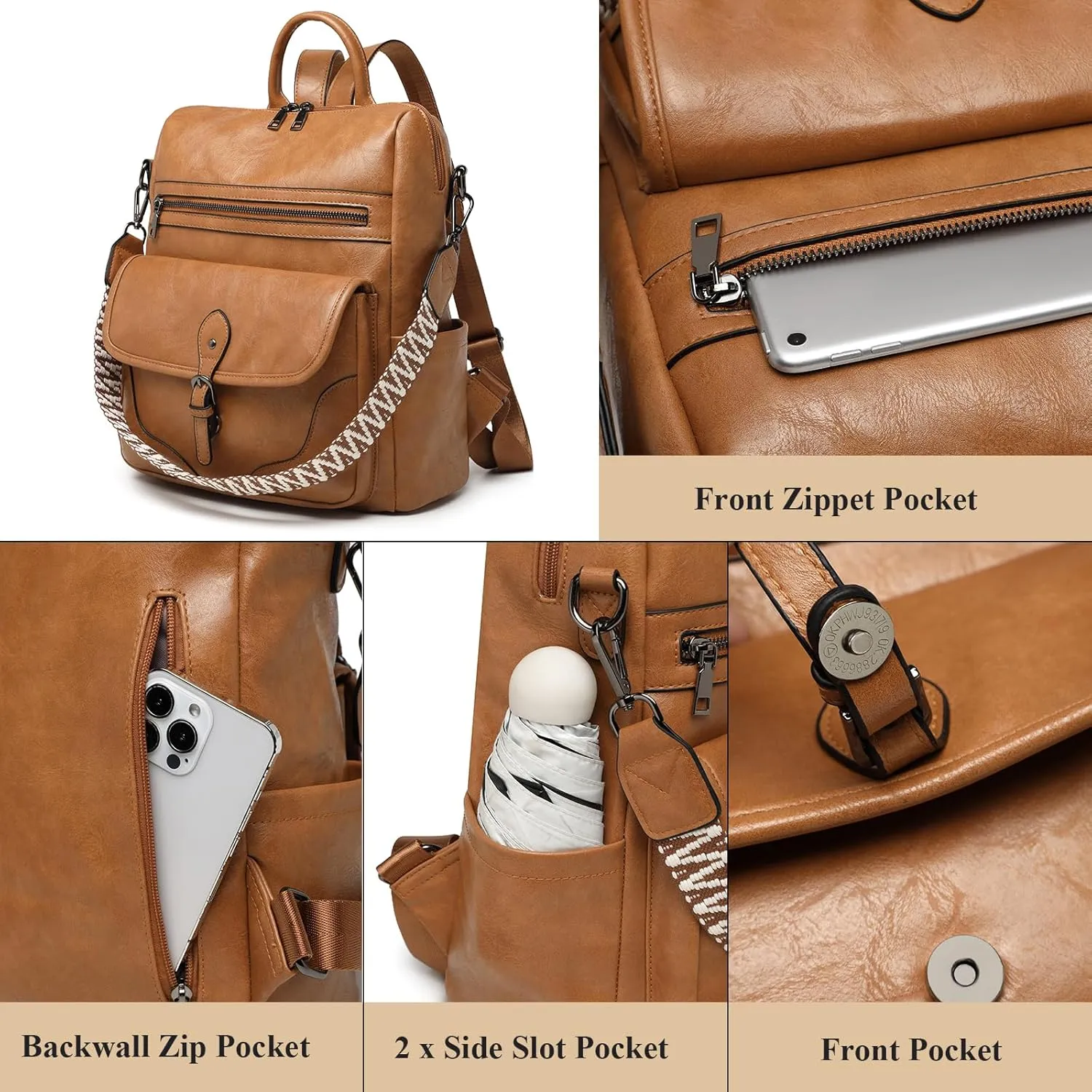 Fashion Backpack Purse for Women Large Capacity Daypack Purse Convertiable Shuolder Bag for Work, Shopping, Travel, Pink