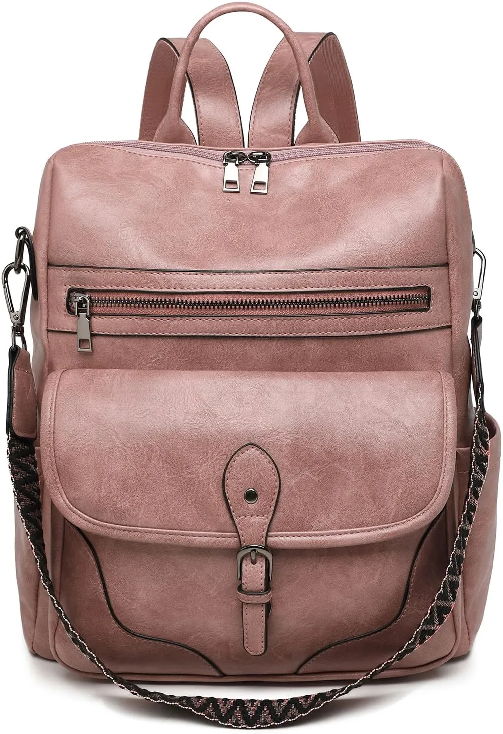 Fashion Backpack Purse for Women Large Capacity Daypack Purse Convertiable Shuolder Bag for Work, Shopping, Travel, Pink