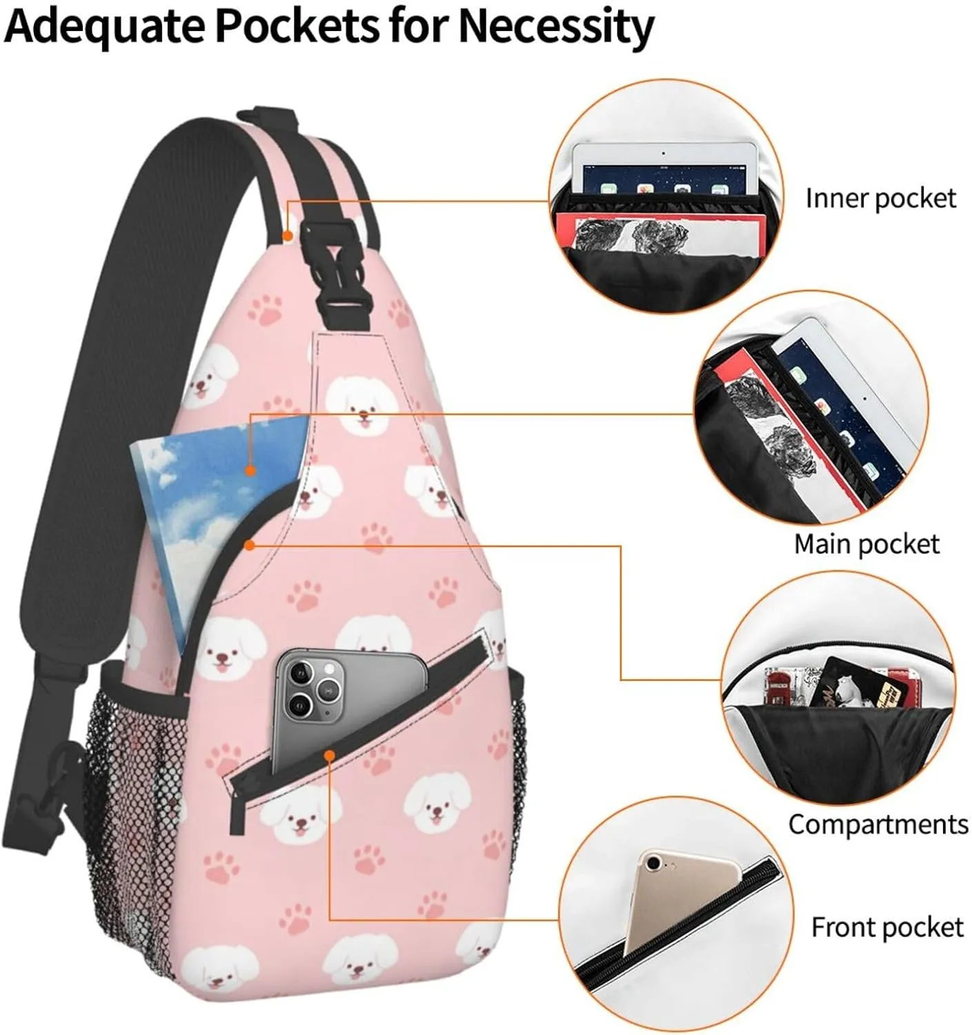 Fashion Chest Sling Bag For Women Men Adjustable Strap Crossbody Shoulder Backpack Hiking Travel Fashion Unisex Daypack