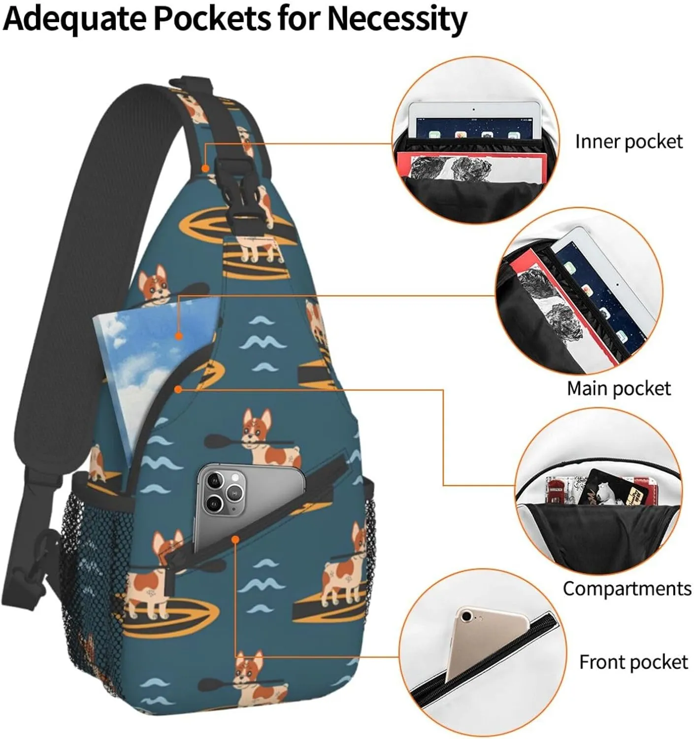 Fashion Chest Sling Bag For Women Men Adjustable Strap Crossbody Shoulder Backpack Hiking Travel Fashion Unisex Daypack