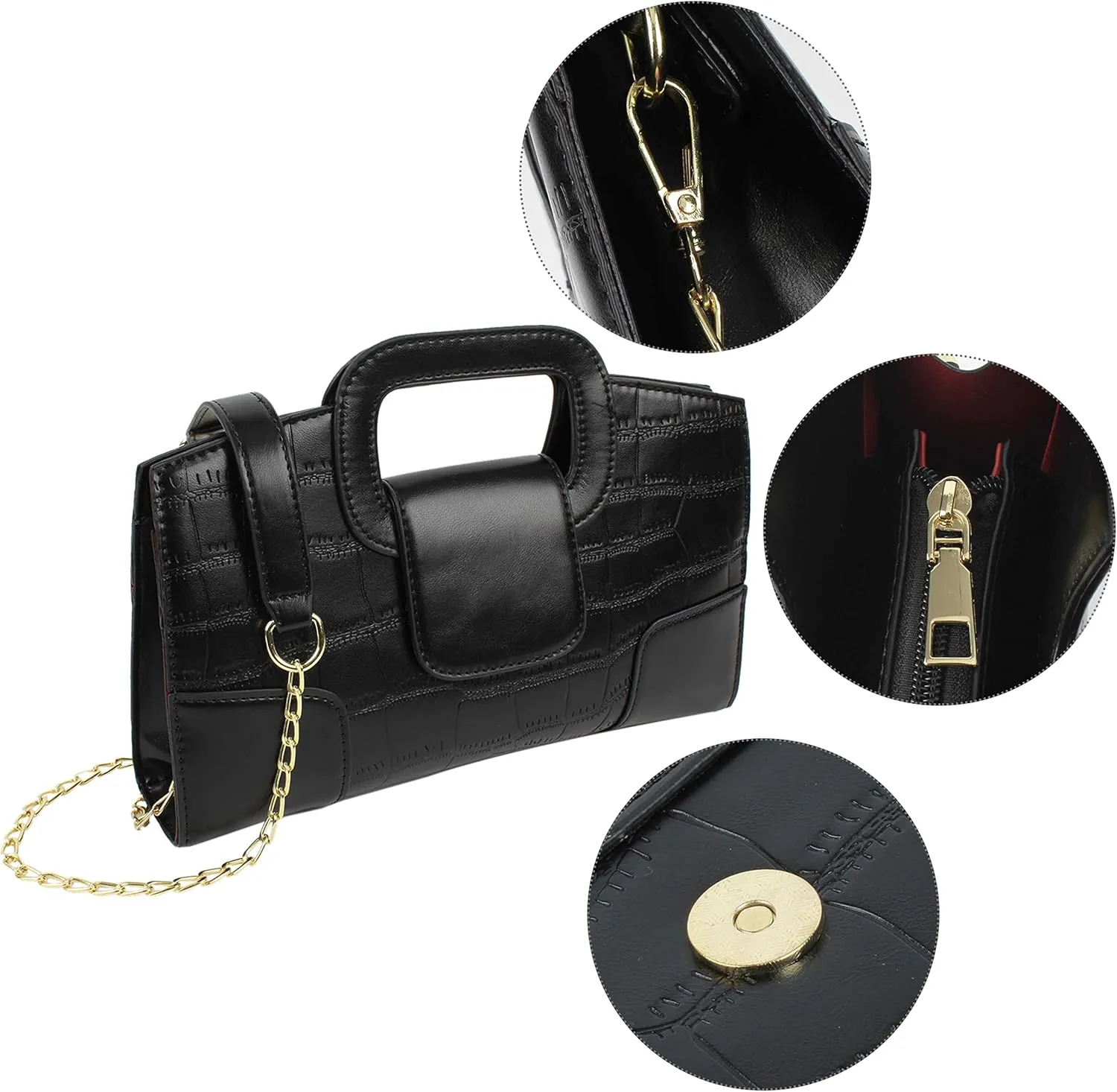 Fashion Women Flap Tote Top-Handle Handbag Crocodile Pattern Leather Clutch Purse Shoulder Crossbody