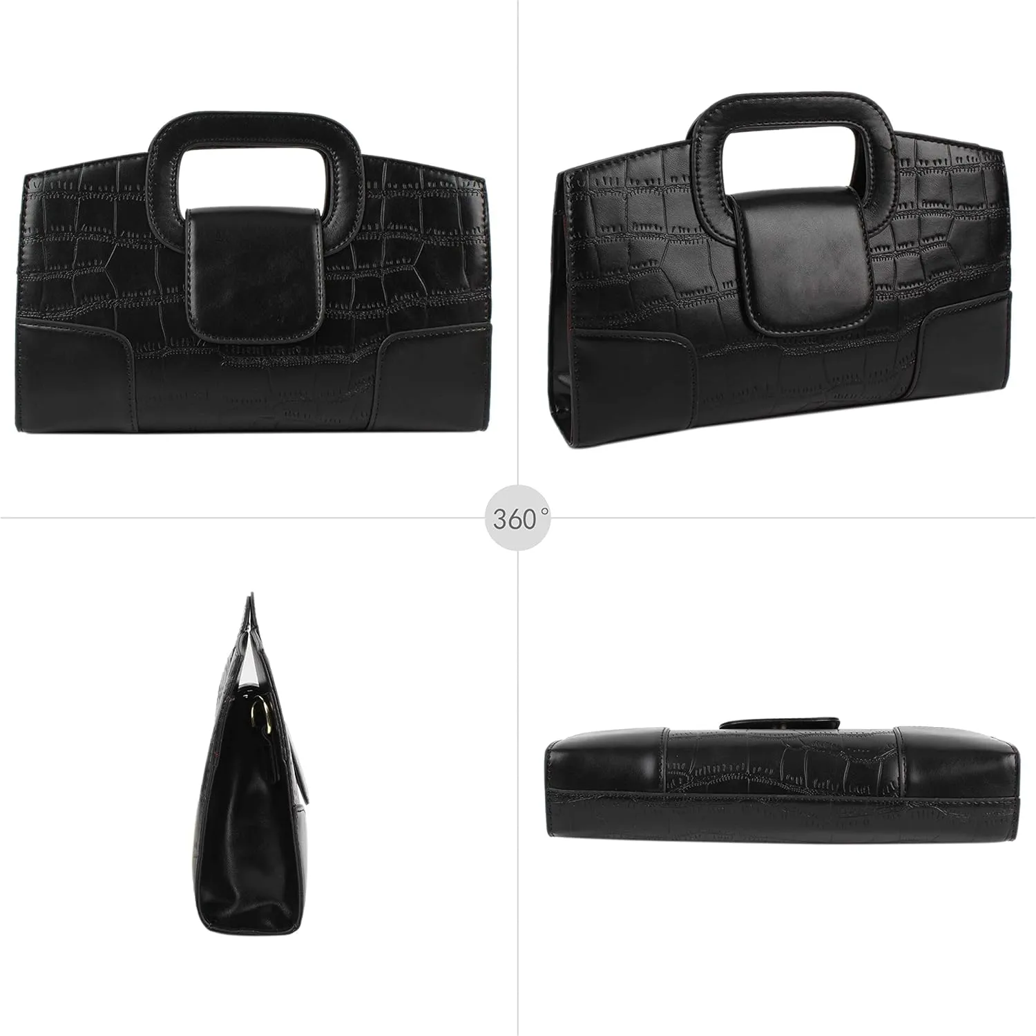 Fashion Women Flap Tote Top-Handle Handbag Crocodile Pattern Leather Clutch Purse Shoulder Crossbody