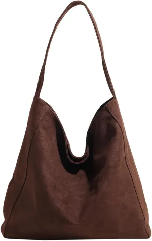 Faux Suede Tote Bag for Women - Versatile, Lightweight Shoulder Purse with Large Capacity
