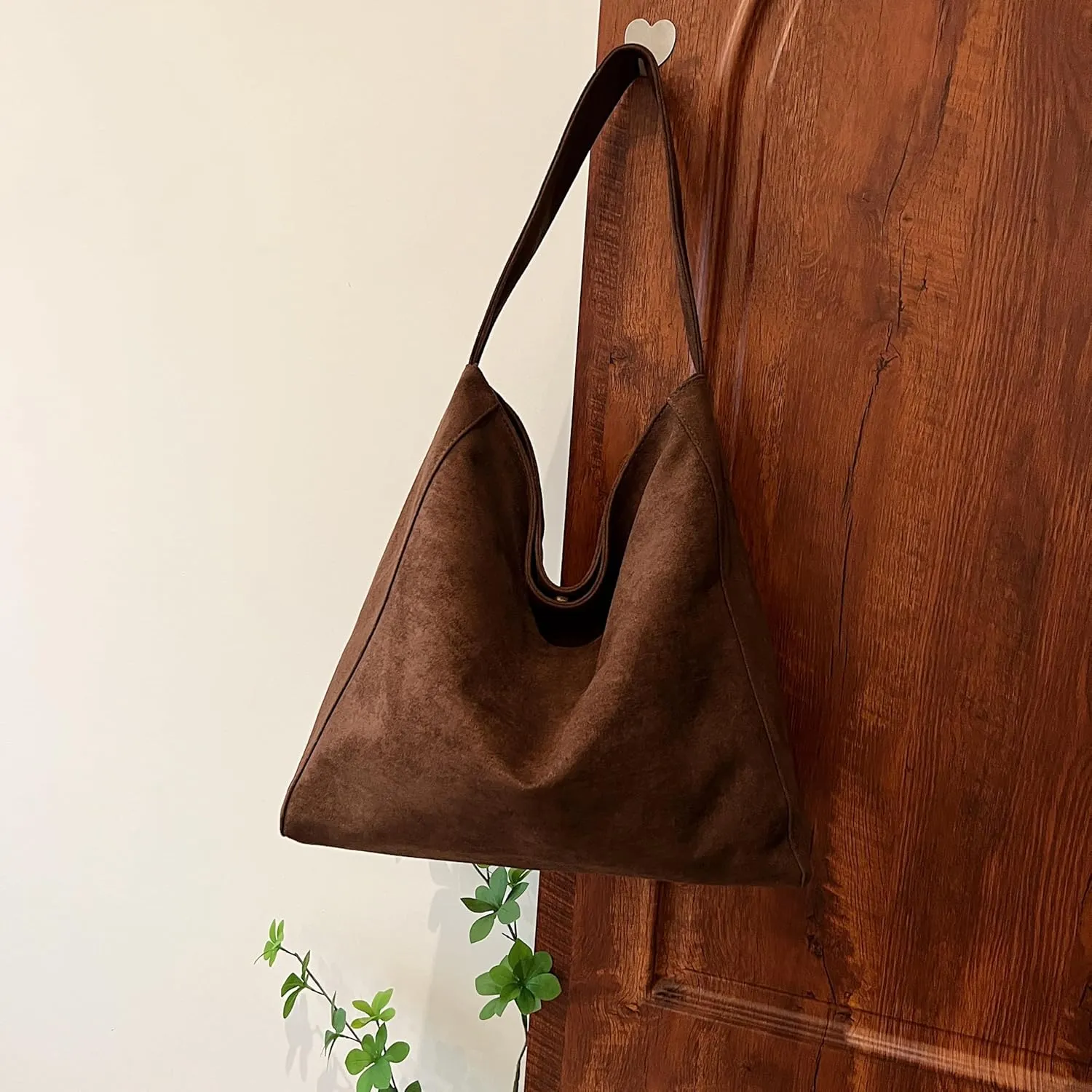 Faux Suede Tote Bag for Women - Versatile, Lightweight Shoulder Purse with Large Capacity