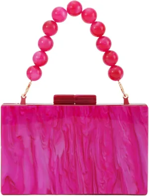 Fecialy Women Acrylic Clutch Purse Beads Evening Handbag Marble Clutch Formal Party Bridal Wedding Crossbody Bag
