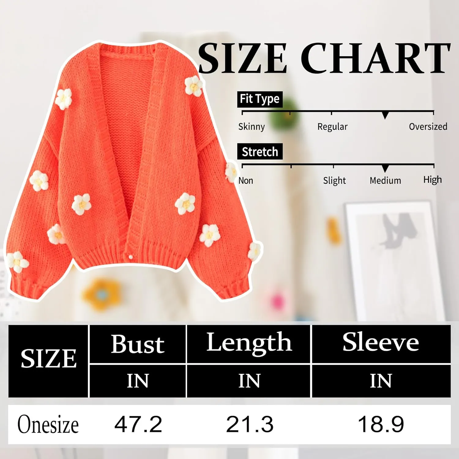 FindThy Women’s Kawaii Strawberry Embroidered Cardigan Long Sleeve V Neck Chunky Knitted Cardigans Tops