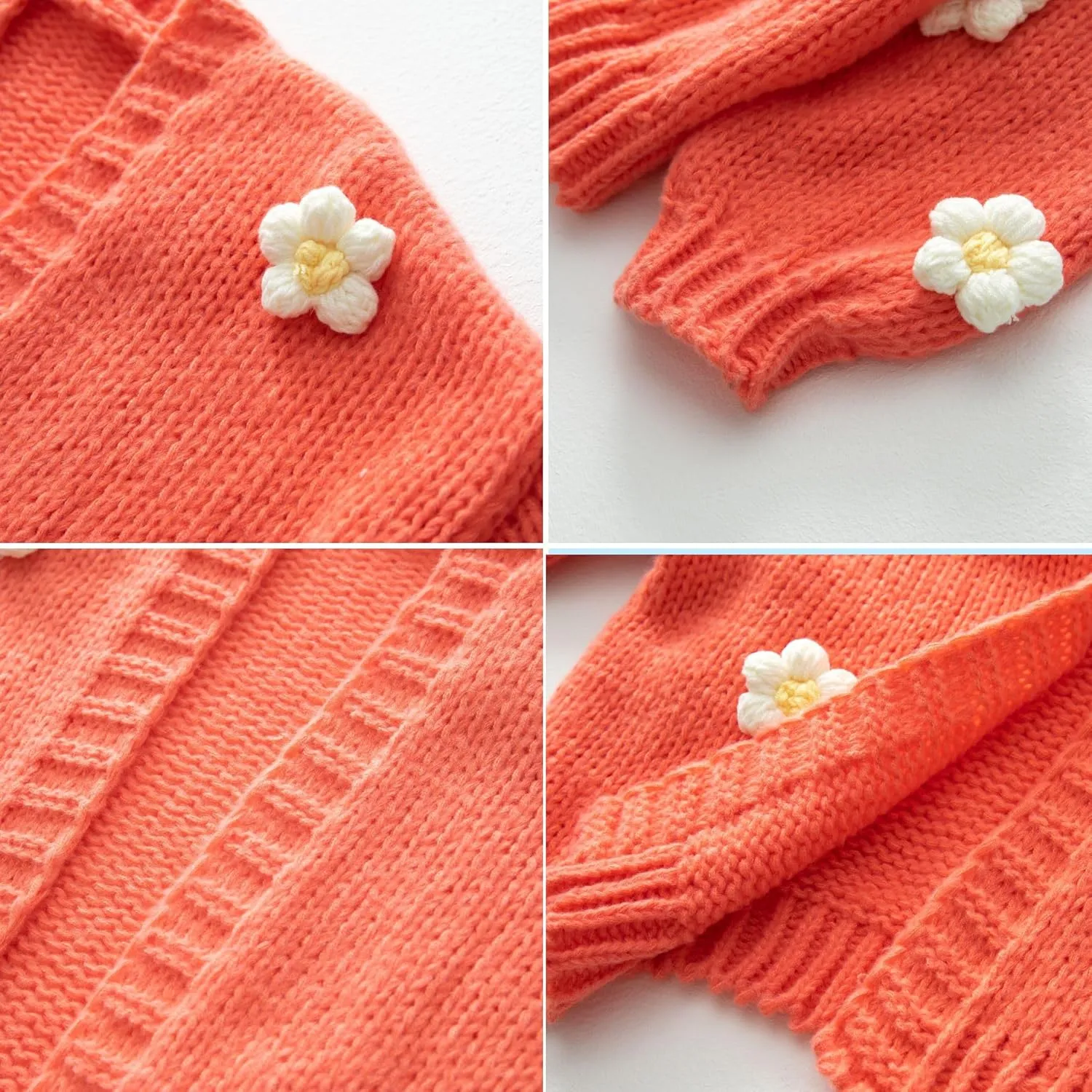FindThy Women’s Kawaii Strawberry Embroidered Cardigan Long Sleeve V Neck Chunky Knitted Cardigans Tops