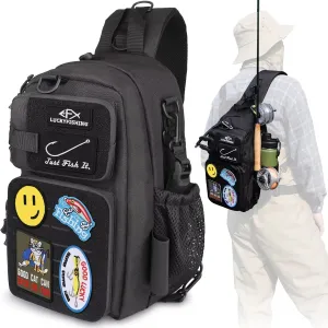 Fishing Backpack Fishing Sling Bag Fly Bag Lightweight with 6PCS Embroidery Patches Gift for Men