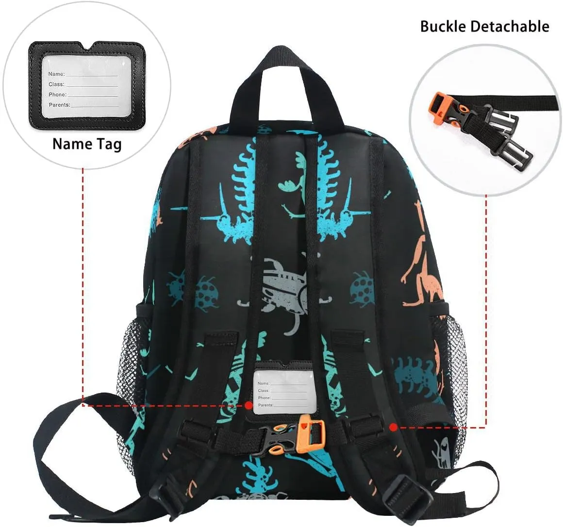 Fisyme Toddler Backpack Insect Bugs Print School Bag Kids Backpacks for Kindergarten Preschool Nursery Girls Boys, S