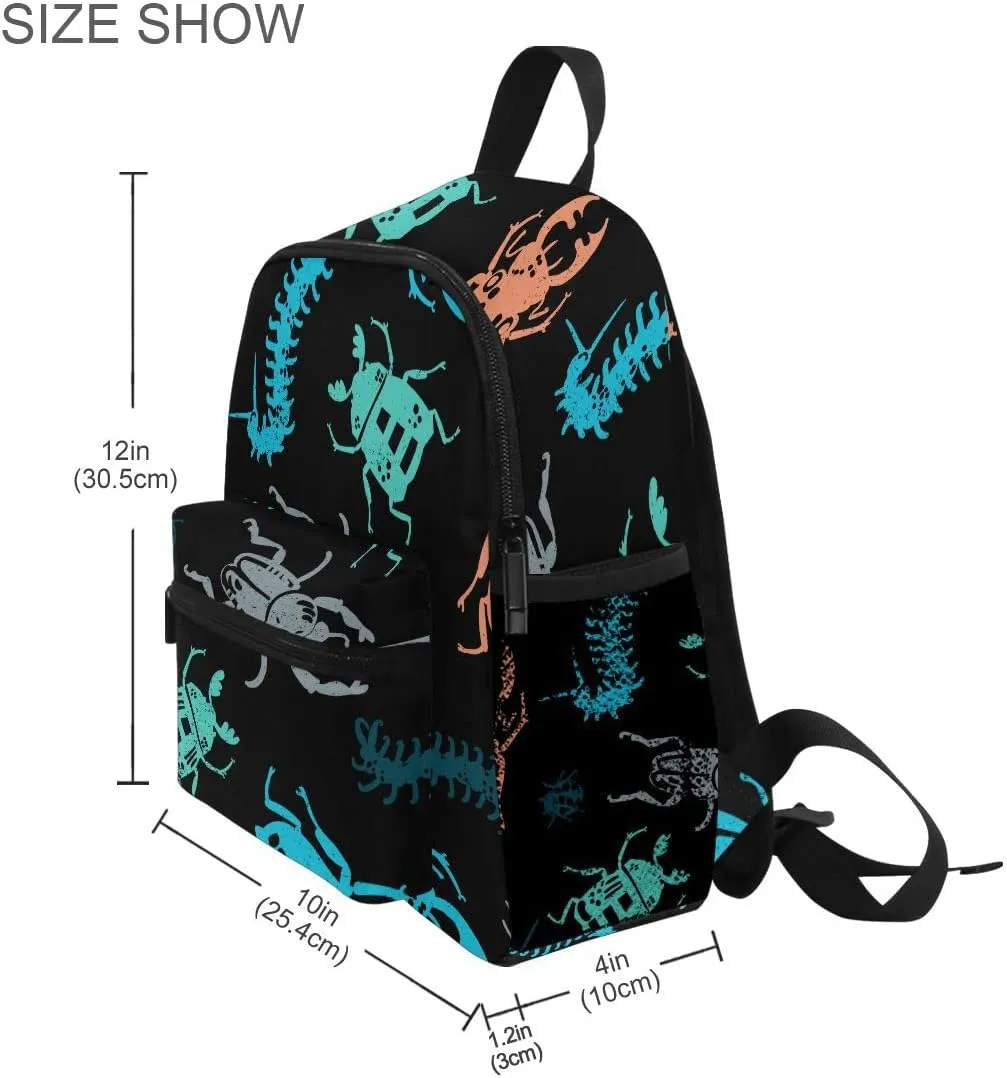 Fisyme Toddler Backpack Insect Bugs Print School Bag Kids Backpacks for Kindergarten Preschool Nursery Girls Boys, S