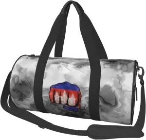 Flag of Cambodia Fist Power Convertible Garment Bag with Shoulder Strap, Carry on Garment Duffel Bag for Men Women - Rolling Foldable for Travel Luggage Bags (Black)