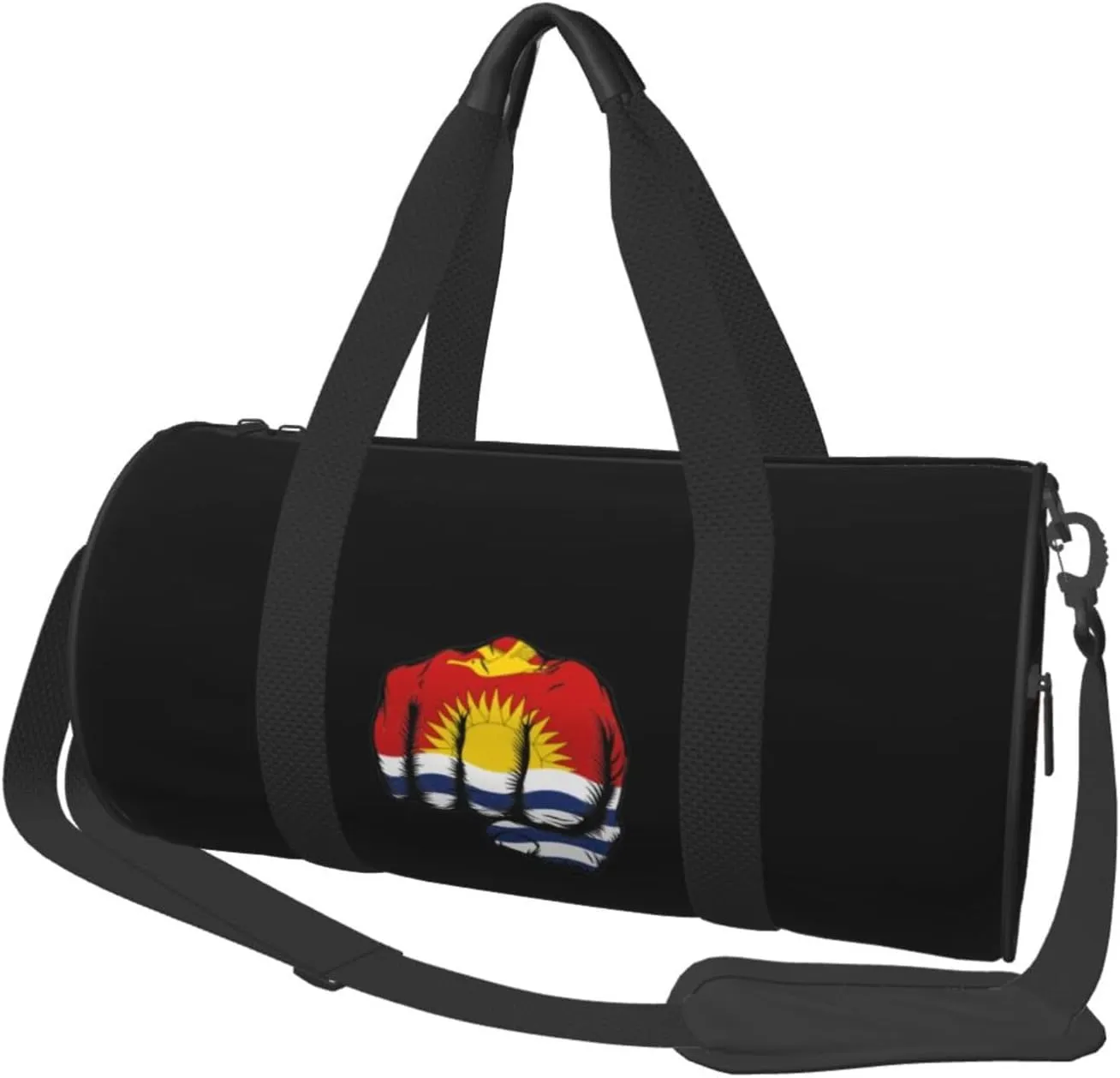 Flag of Kiribati Fist Power Convertible Garment Bag with Shoulder Strap, Carry on Garment Duffel Bag for Men Women - Rolling Foldable for Travel Luggage Bags (Black)