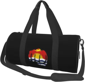 Flag of Kiribati Fist Power Convertible Garment Bag with Shoulder Strap, Carry on Garment Duffel Bag for Men Women - Rolling Foldable for Travel Luggage Bags (Black)