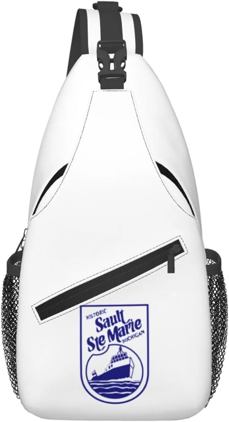 Flag Of Sault Ste. Marie, Michigan Crossbody Bags For Women Men Chest Backpack Gym Shoulder Bag Travel Outdoor Sports Casual Crossbody Bags