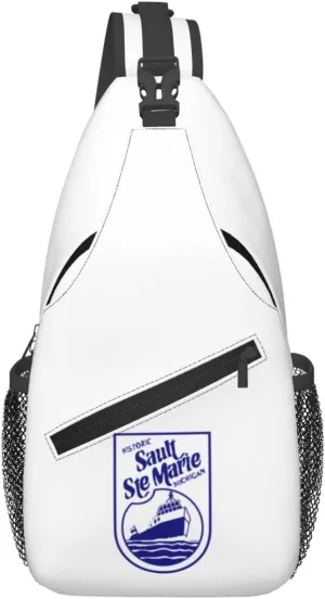 Flag Of Sault Ste. Marie, Michigan Crossbody Bags For Women Men Chest Backpack Gym Shoulder Bag Travel Outdoor Sports Casual Crossbody Bags