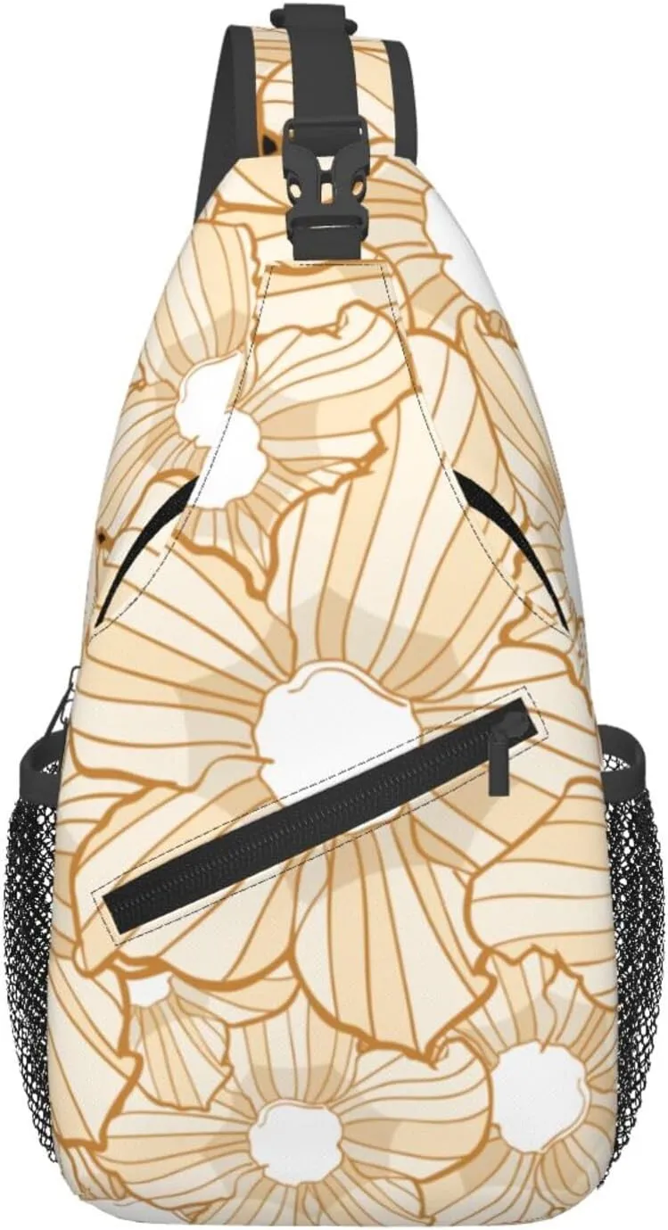 Flesh Coloured Floral Seamless Figure Crossbody Bags For Women Men Chest Backpack Gym Shoulder Bag Travel Outdoor Sports Casual Crossbody Bags