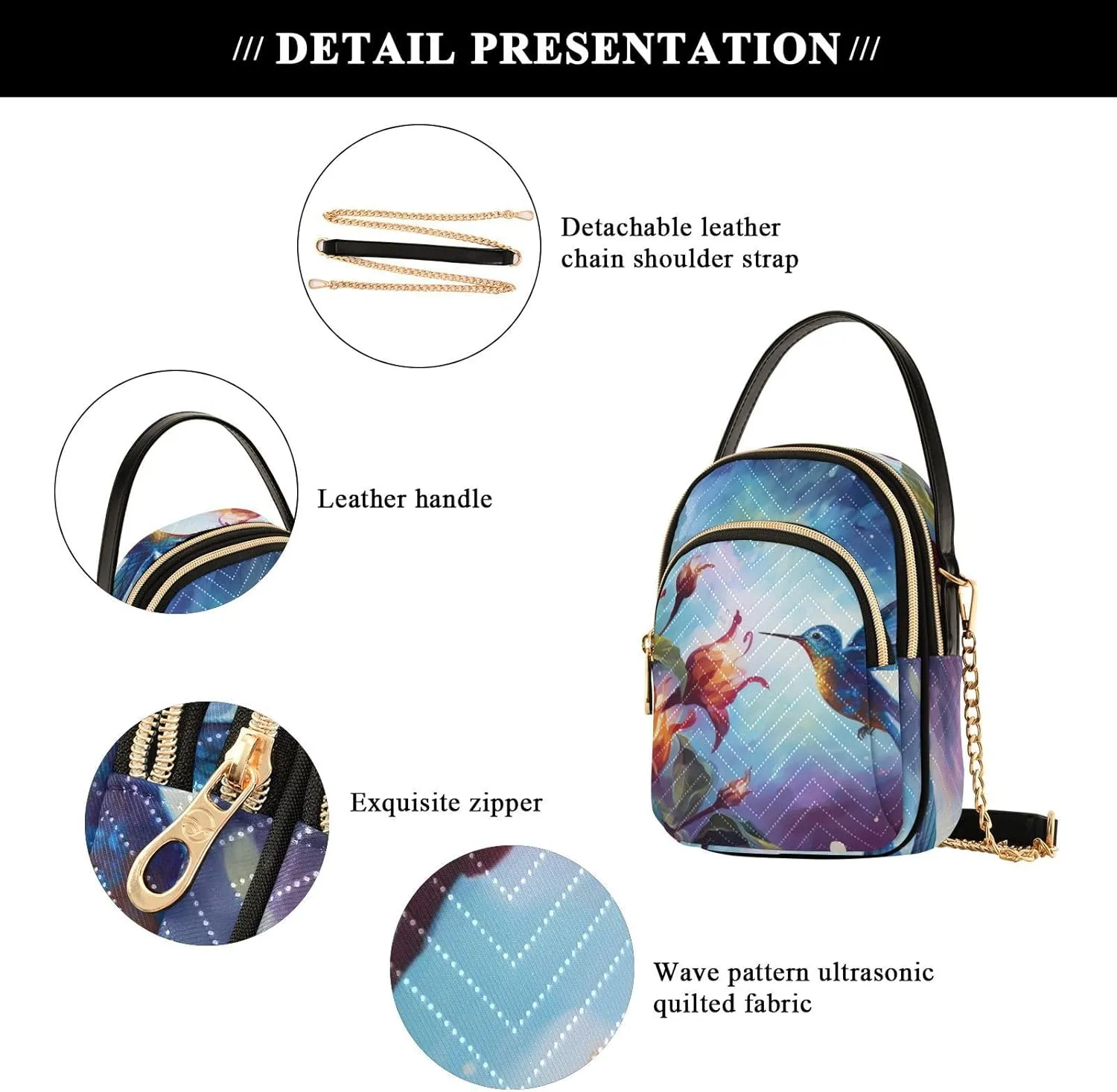 Floral Abstract Geometric Women s Crossbody Handbags, Shoulder Purses for Women Crossbody, Fall Crossbody Purse