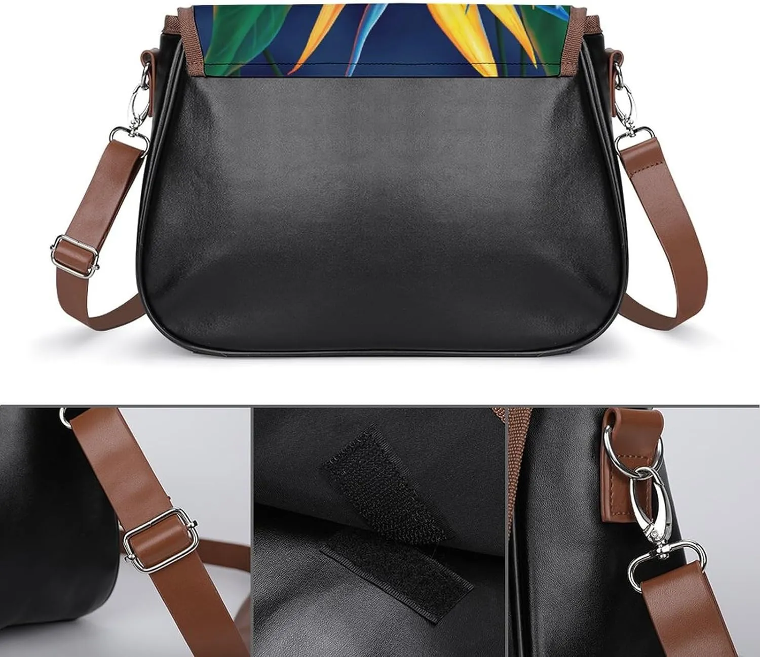 Floral Bird Tropical Paradise Hawaii Fashionable And Exquisite Shoulder Bag, Convenient Leather Crossbody Bag for Going Out