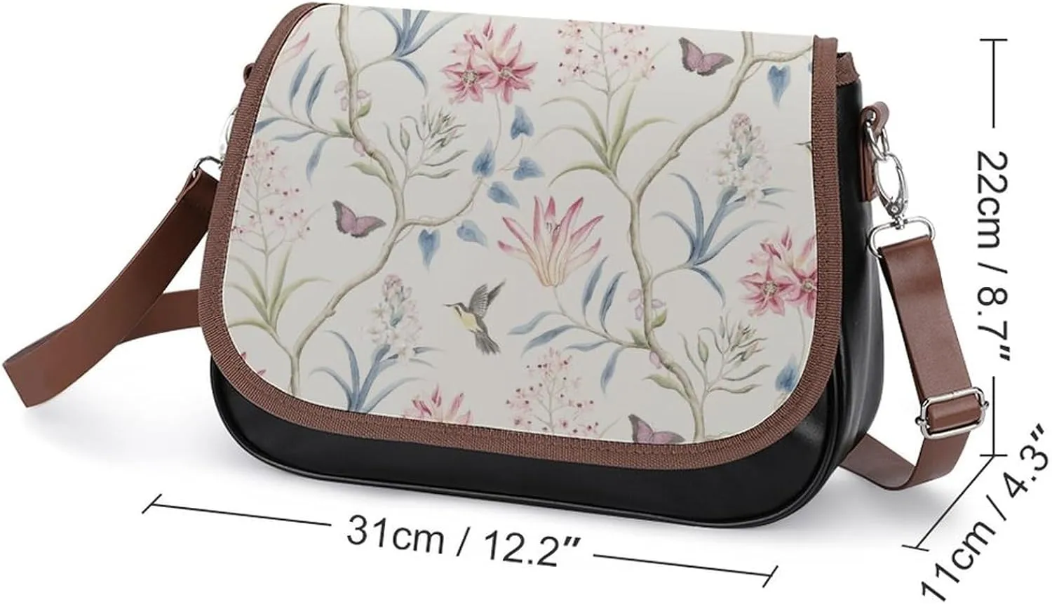 Floral Bird Tropical Paradise Hawaii Fashionable And Exquisite Shoulder Bag, Convenient Leather Crossbody Bag for Going Out