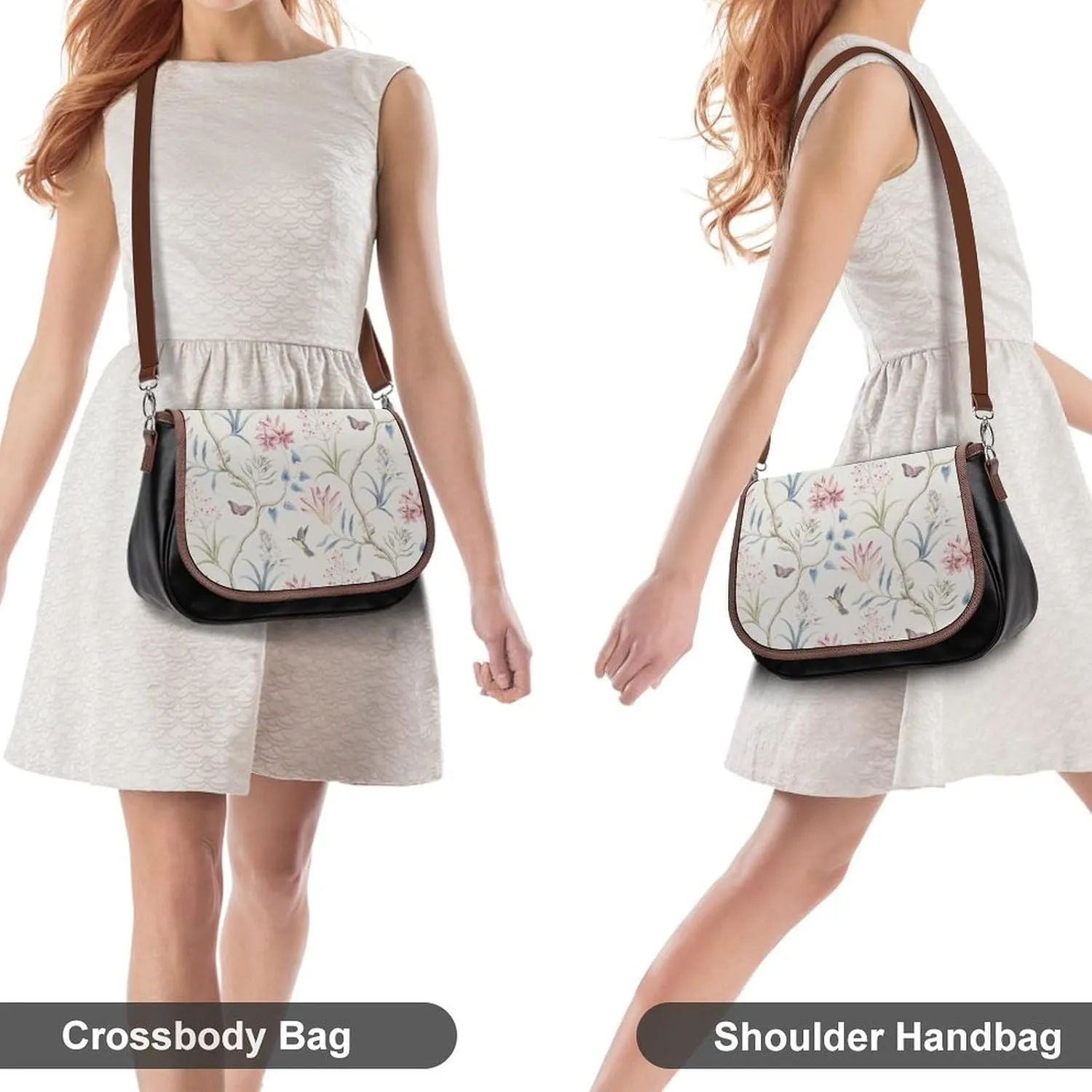 Floral Bird Tropical Paradise Hawaii Fashionable And Exquisite Shoulder Bag, Convenient Leather Crossbody Bag for Going Out