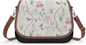 Floral Bird Tropical Paradise Hawaii Fashionable And Exquisite Shoulder Bag, Convenient Leather Crossbody Bag for Going Out
