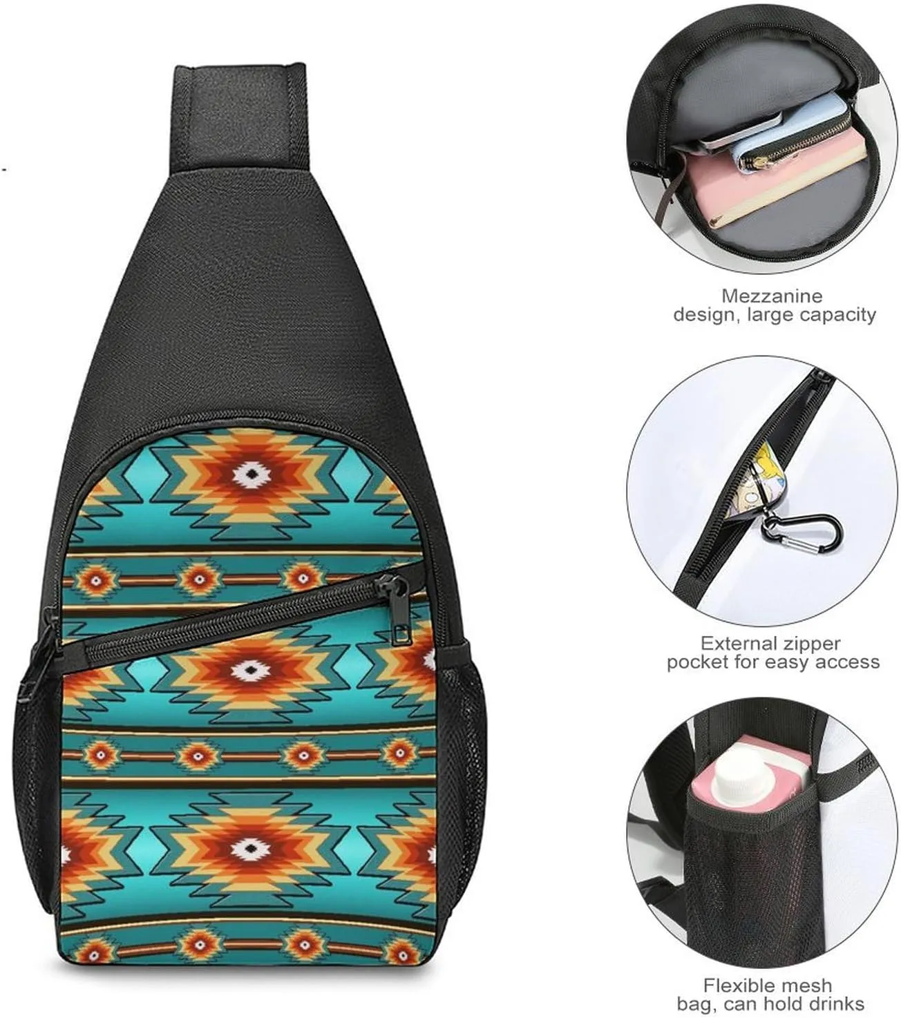 Floral Bird Tropical Paradise Hawaii Large Capacity Portable Chest Bag, Single Shoulder Chest Bag