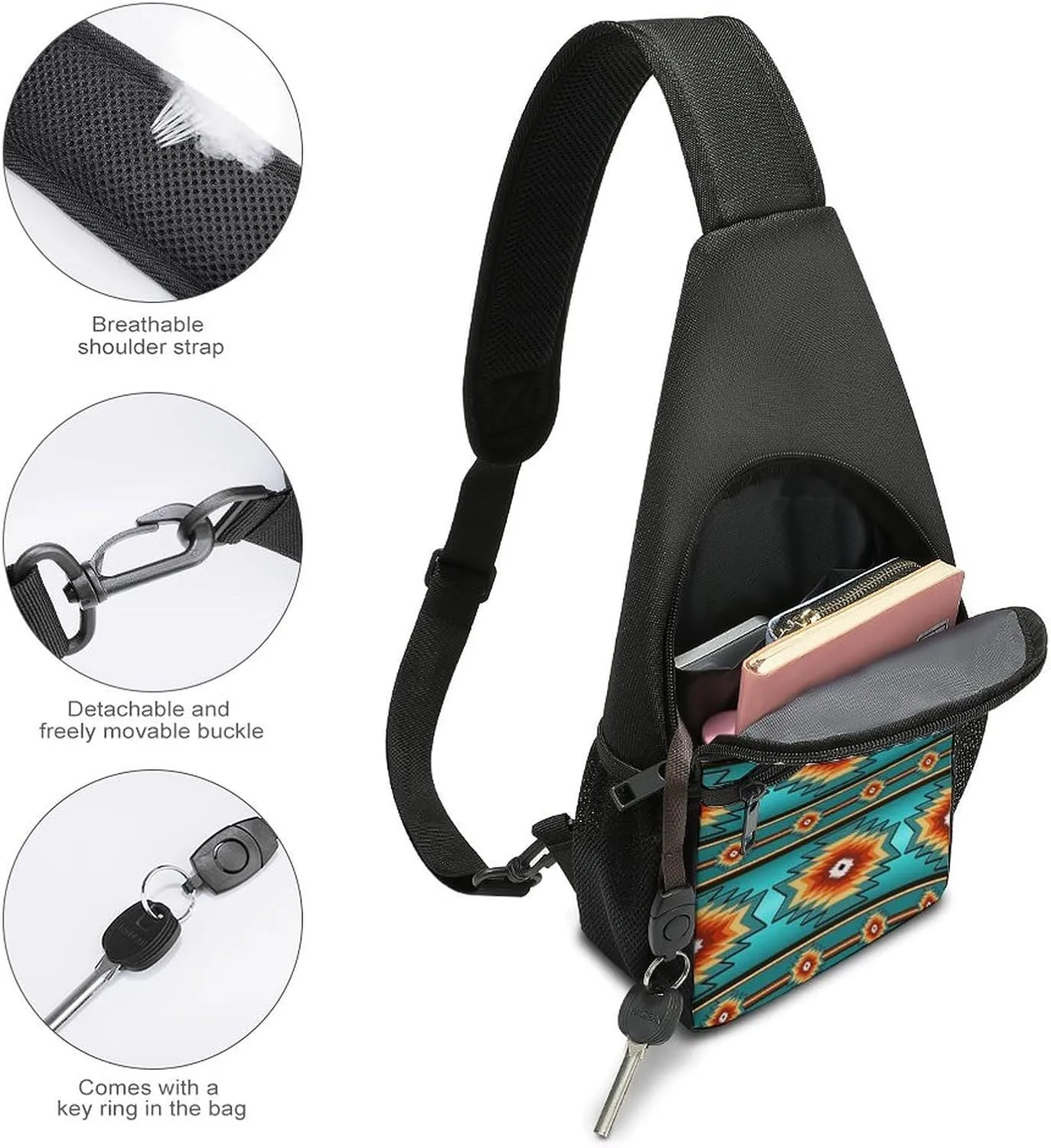 Floral Bird Tropical Paradise Hawaii Large Capacity Portable Chest Bag, Single Shoulder Chest Bag