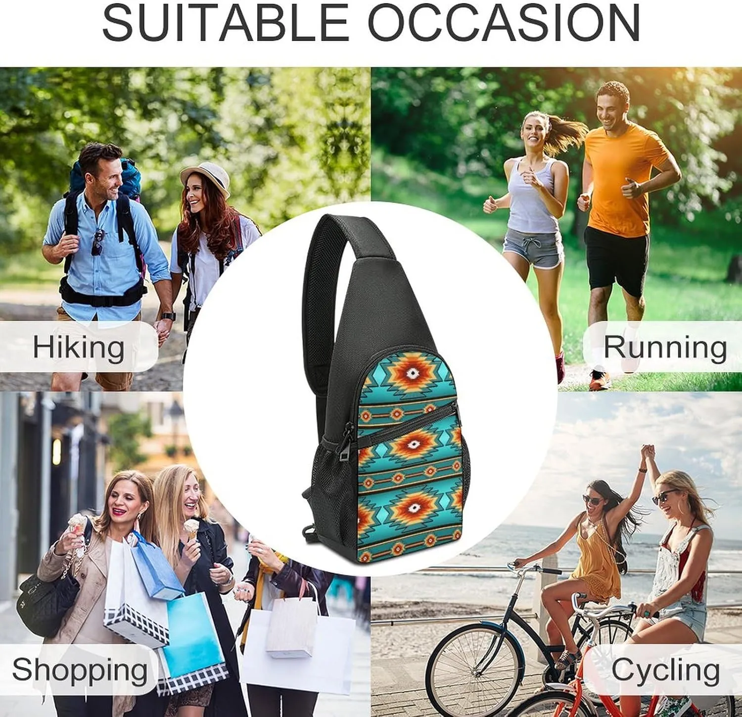 Floral Bird Tropical Paradise Hawaii Large Capacity Portable Chest Bag, Single Shoulder Chest Bag