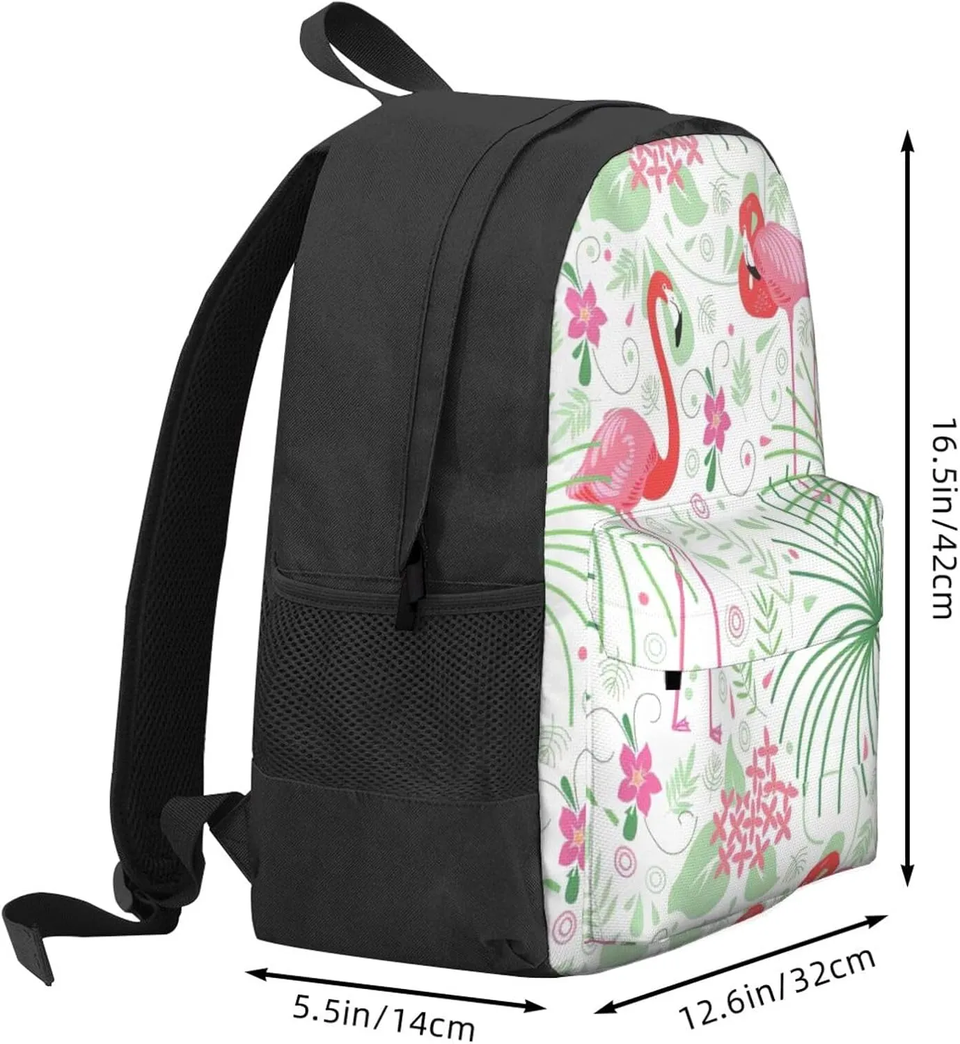 Floral Flamingo Botany Print Storage Bag, Shoulder Bag, Leisure Bag, Large Capacity Leisure Travel Shoulder Bag