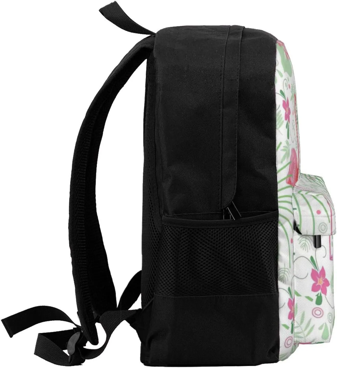 Floral Flamingo Botany Print Storage Bag, Shoulder Bag, Leisure Bag, Large Capacity Leisure Travel Shoulder Bag