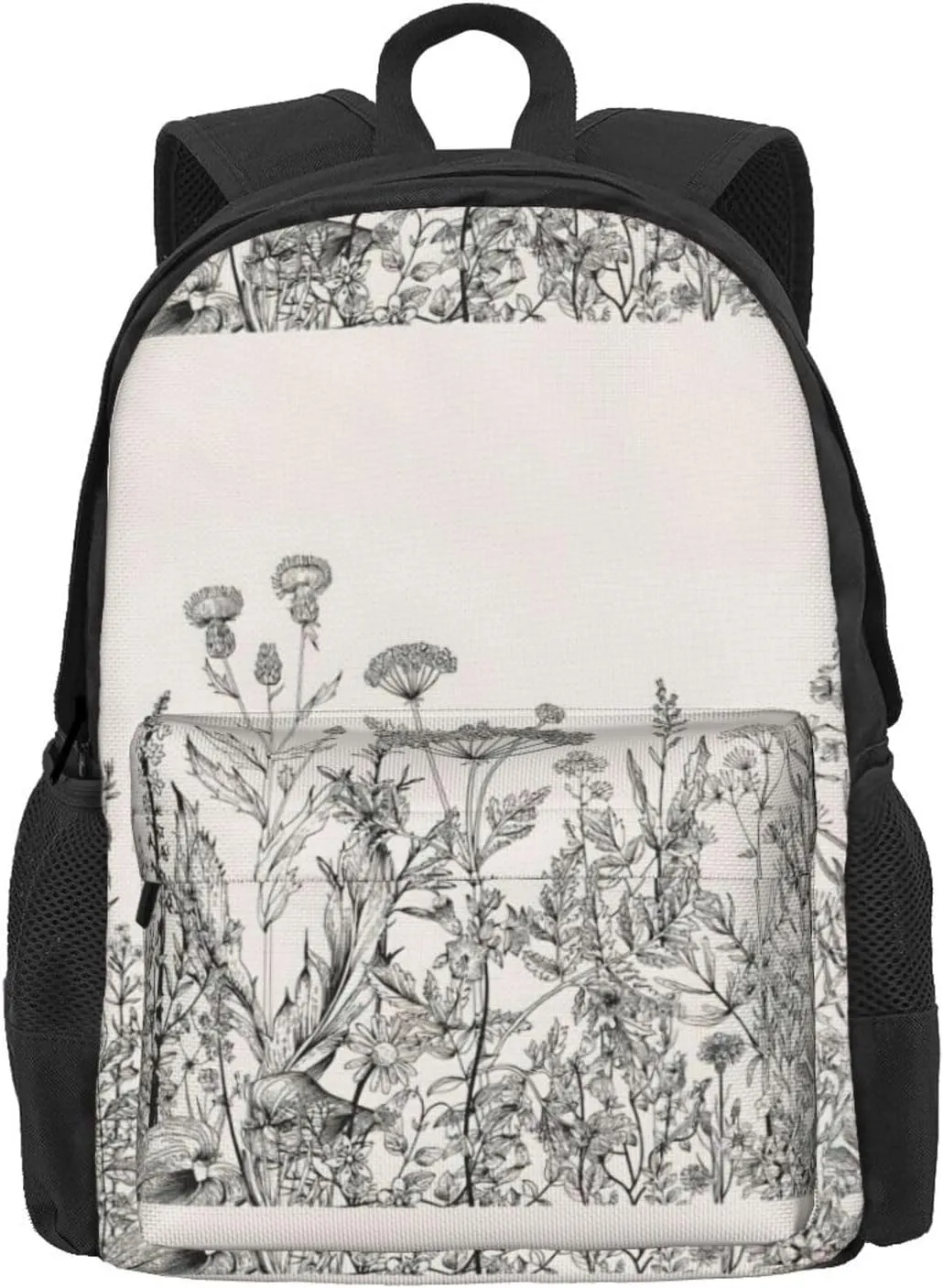 Floral Herbs Botanical Engraving Print Storage Bag, Shoulder Bag, Leisure Bag, Large Capacity Leisure Travel Shoulder Bag