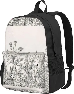 Floral Herbs Botanical Engraving Print Storage Bag, Shoulder Bag, Leisure Bag, Large Capacity Leisure Travel Shoulder Bag
