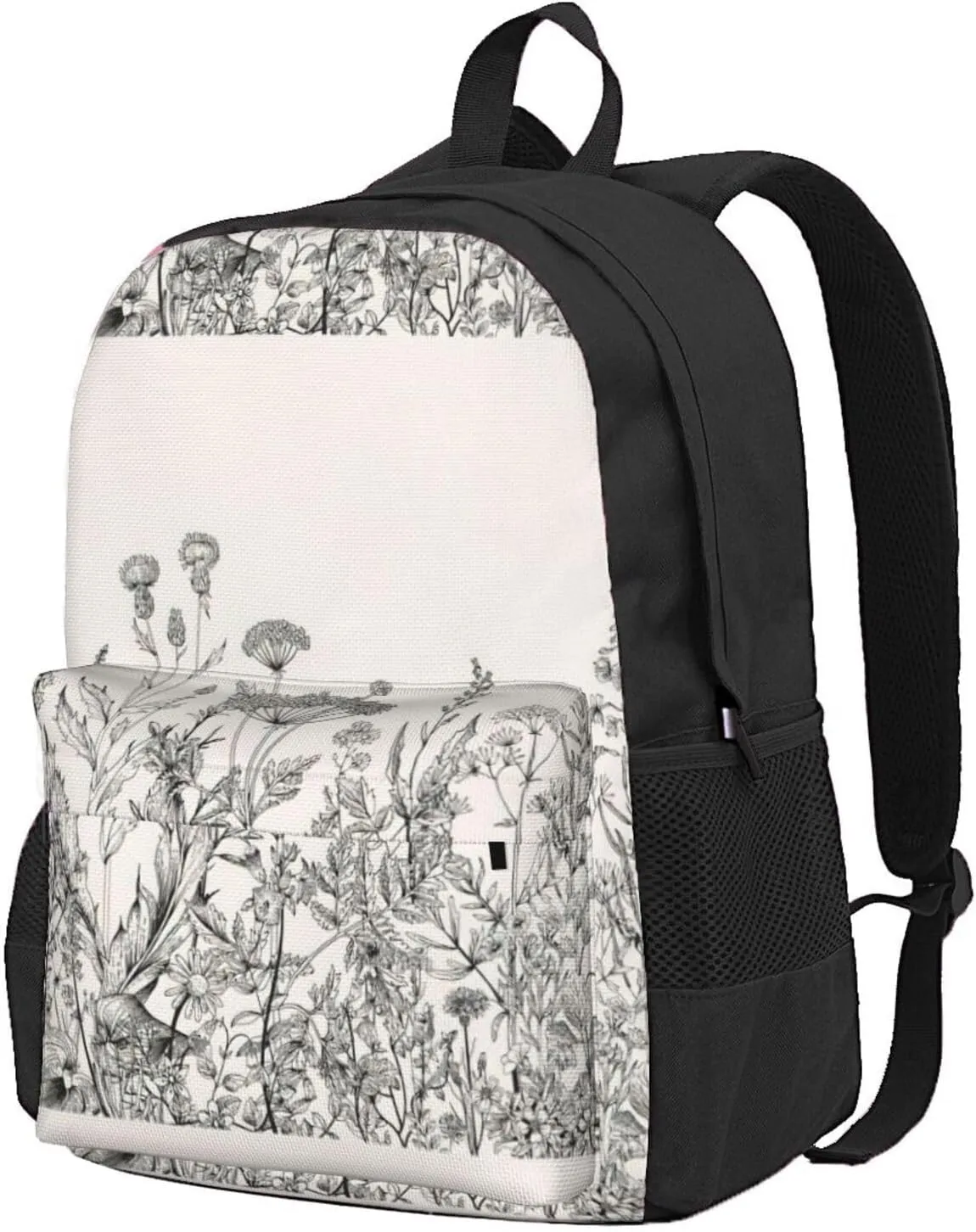 Floral Herbs Botanical Engraving Print Storage Bag, Shoulder Bag, Leisure Bag, Large Capacity Leisure Travel Shoulder Bag
