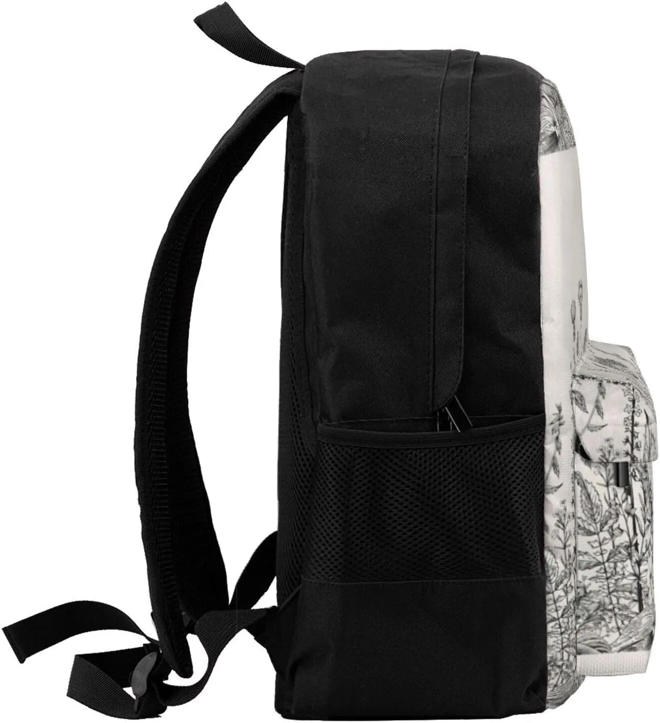 Floral Herbs Botanical Engraving Print Storage Bag, Shoulder Bag, Leisure Bag, Large Capacity Leisure Travel Shoulder Bag