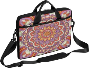 Floral Mandala Laptop Bag for Men Women 13-15 Inch Case Bags Sleeve Shoulder with Anti Slip Removable The Pad Straps(15x1x11inches)