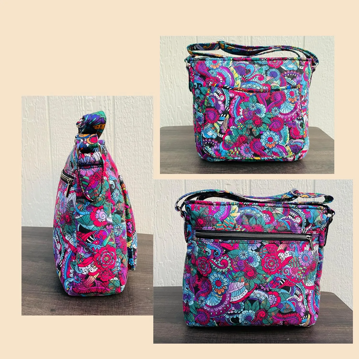 Floral Quilted Crossbody Bag for Women, Casual Bag, Quilted Bag, Handmade Purse,Everyday Use Bag, Cotton Fabric Crossbody bag