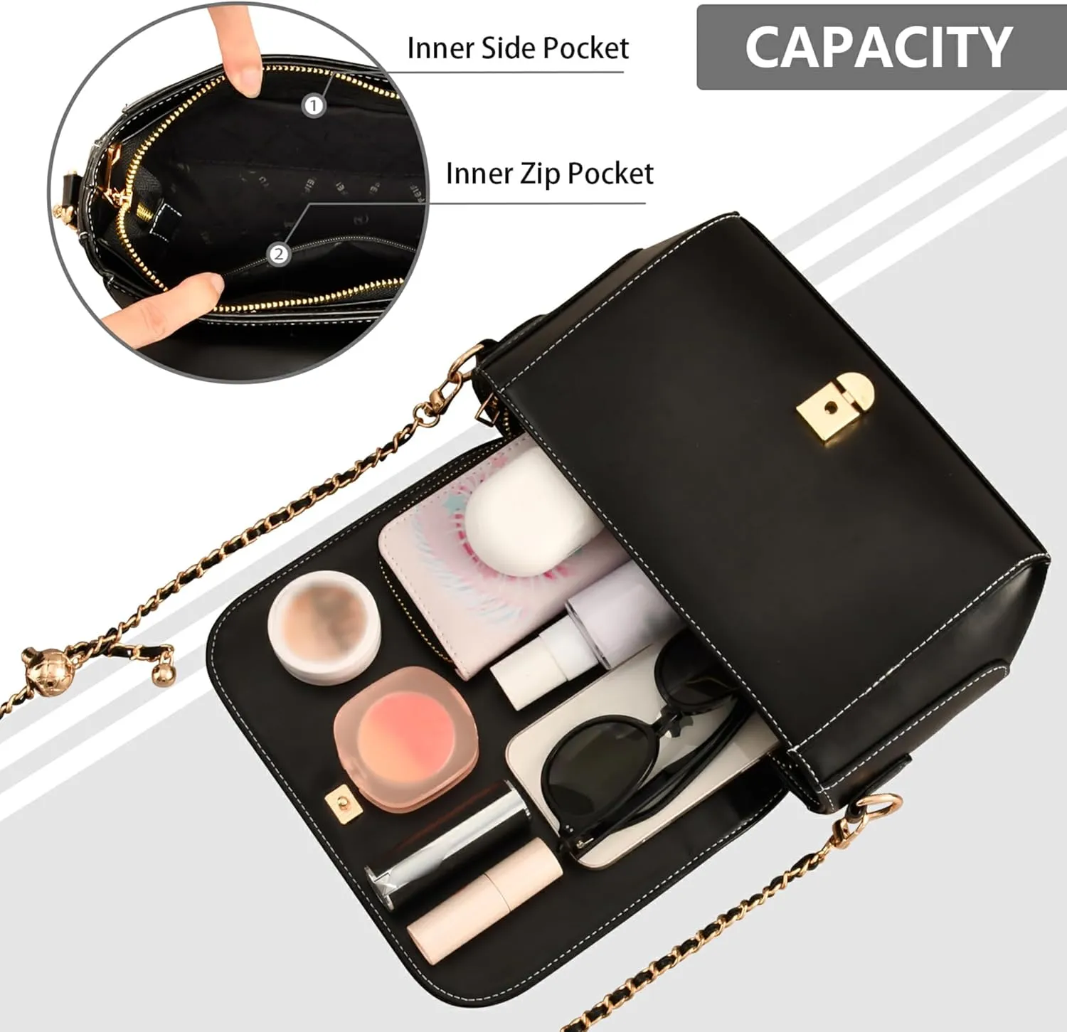 Floral Retro Vintage PU Leather Shoulder Bag Gifts Women Crossbody Bag Purses Medium Purse with Chain Strap