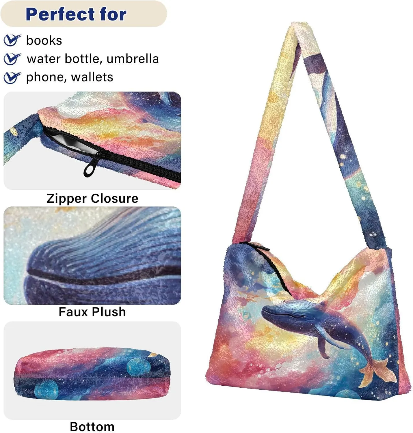 Floral Roses Watercolor Women Shoulder Bag, Book Tote Bag, Autumn Handbags