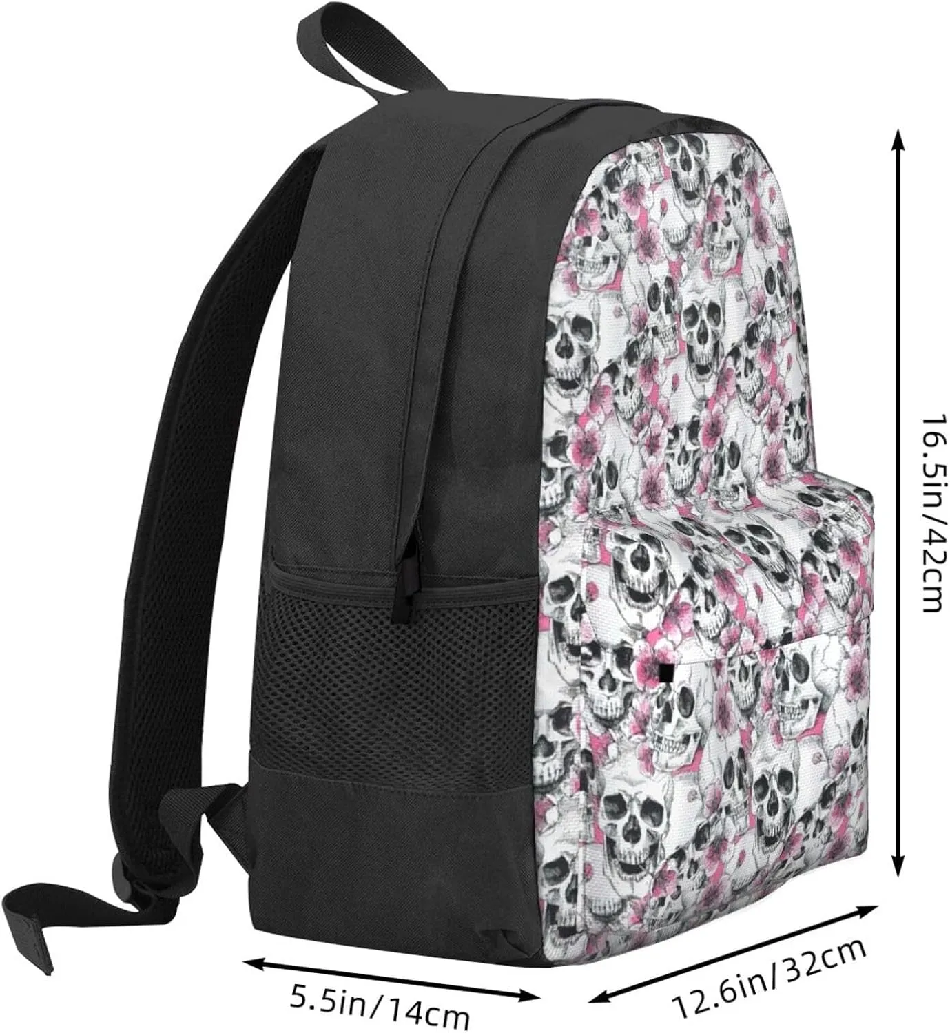 Floral Skull Print Storage Bag, Shoulder Bag, Leisure Bag, Large Capacity Leisure Travel Shoulder Bag