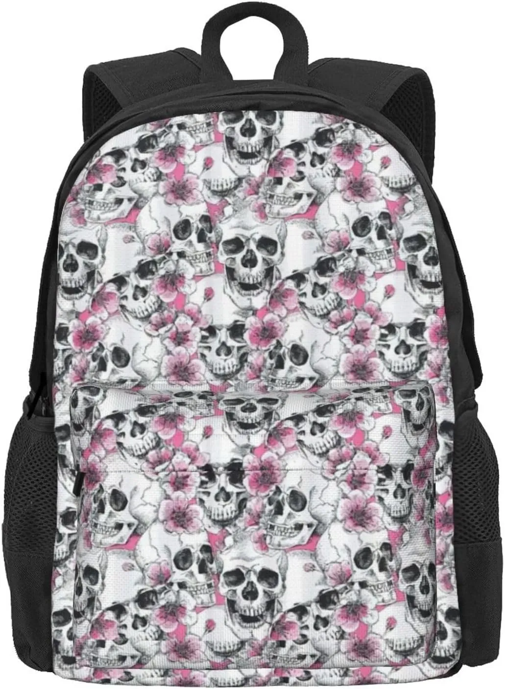 Floral Skull Print Storage Bag, Shoulder Bag, Leisure Bag, Large Capacity Leisure Travel Shoulder Bag