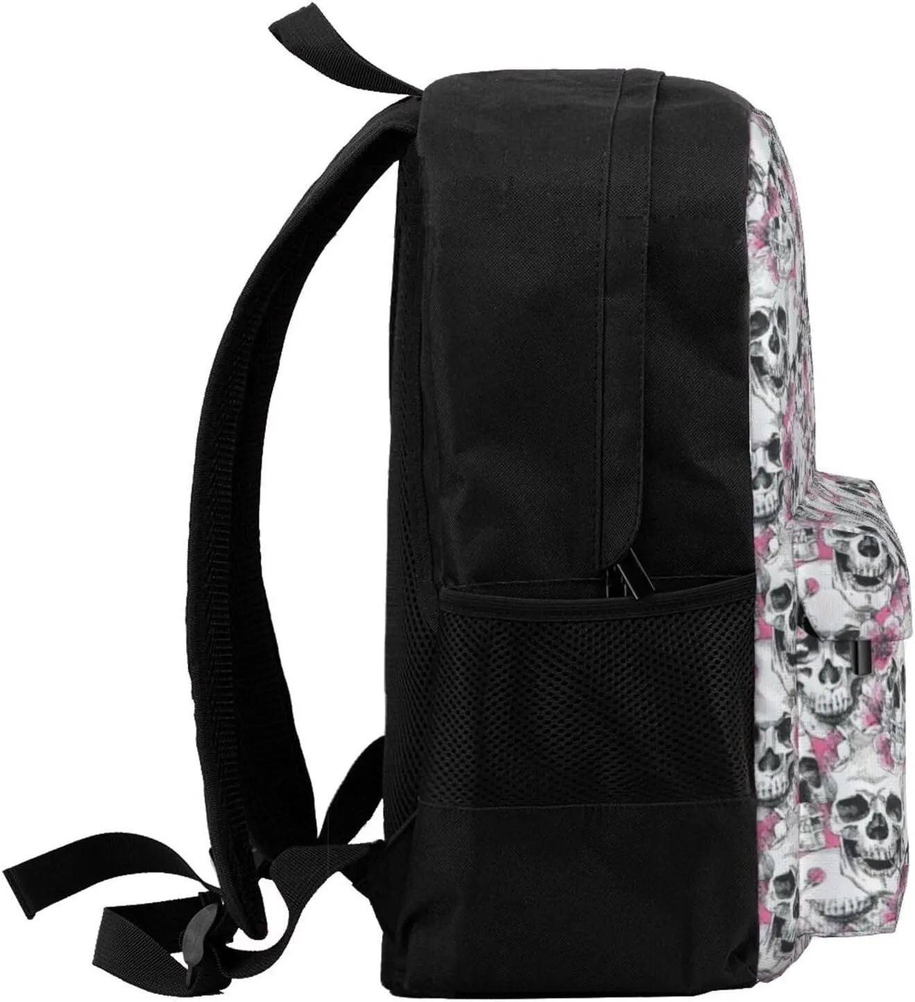 Floral Skull Print Storage Bag, Shoulder Bag, Leisure Bag, Large Capacity Leisure Travel Shoulder Bag