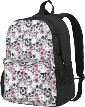 Floral Skull Print Storage Bag, Shoulder Bag, Leisure Bag, Large Capacity Leisure Travel Shoulder Bag