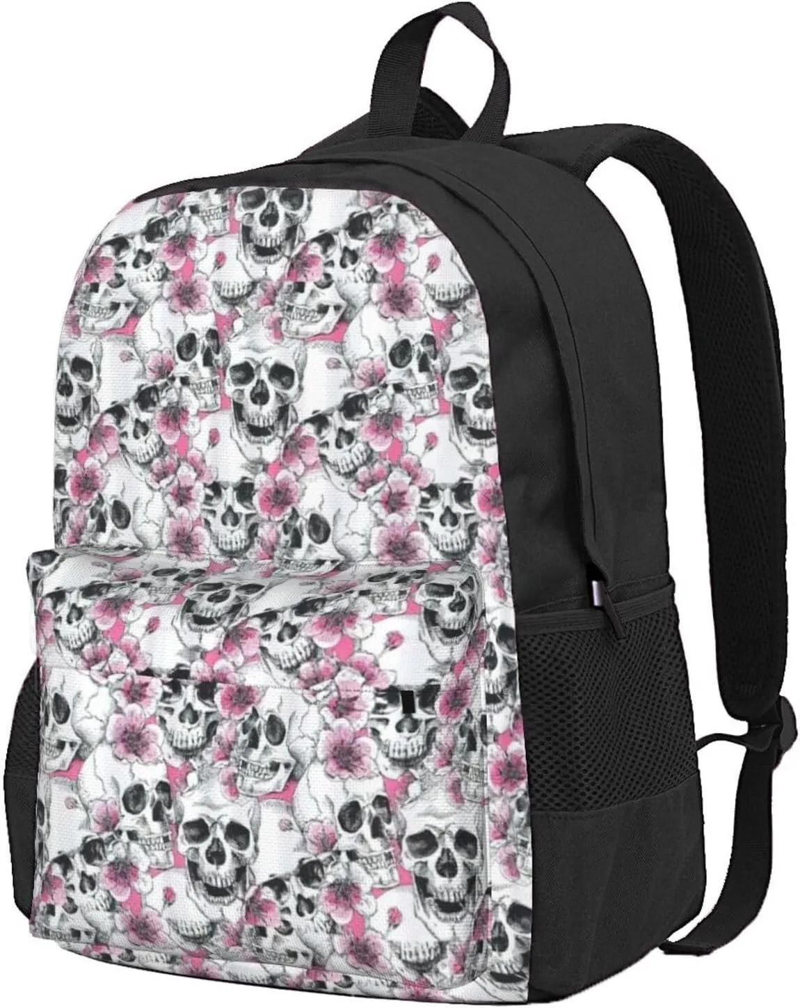 Floral Skull Print Storage Bag, Shoulder Bag, Leisure Bag, Large Capacity Leisure Travel Shoulder Bag