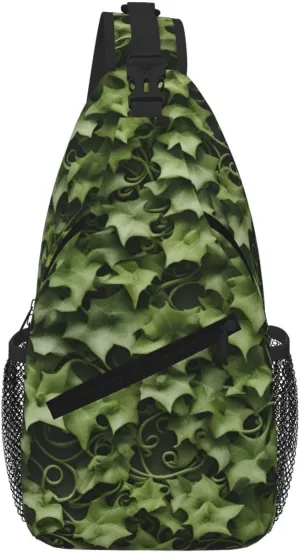 Floral Swirls Ivy Fashion Print Crossbody Chest Bag - Adjustable Strap For Hiking And Working