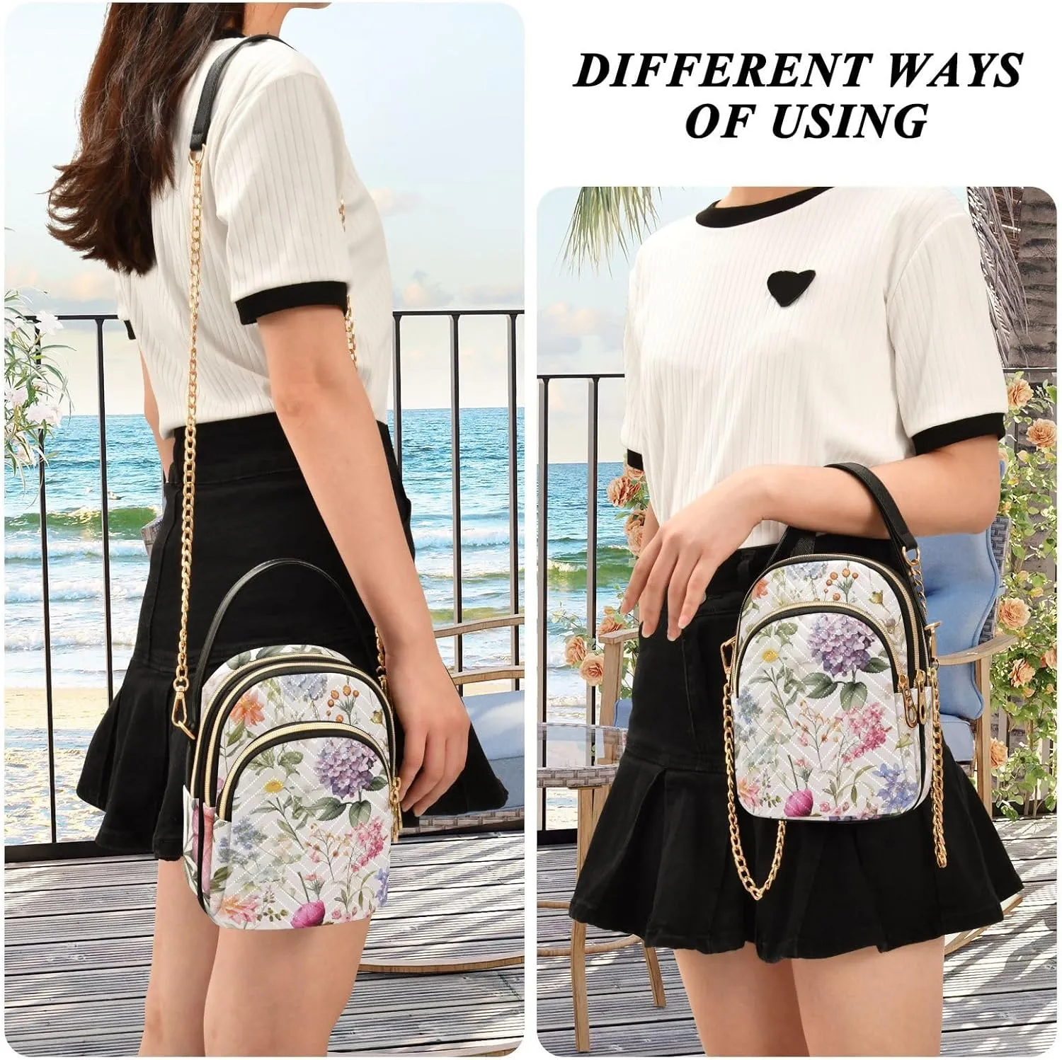 Floral with Red Roses Women Crossbody Bag, Crossbody with Strap, Crossbody Shoulder Bag for Women